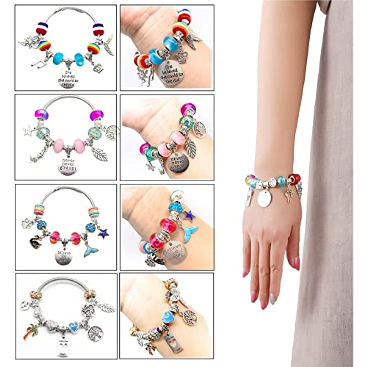 Unicorn/Mermaid Beads Charm Jewelry Making Kit(For Girls Teens Age 8-12)