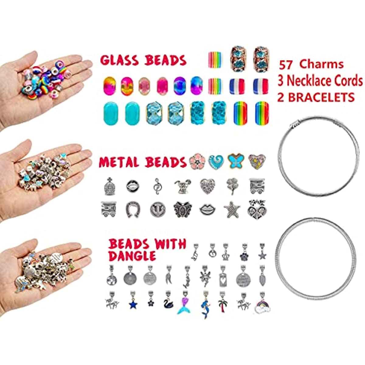 Unicorn/Mermaid Beads Charm Jewelry Making Kit(For Girls Teens Age 8-12)