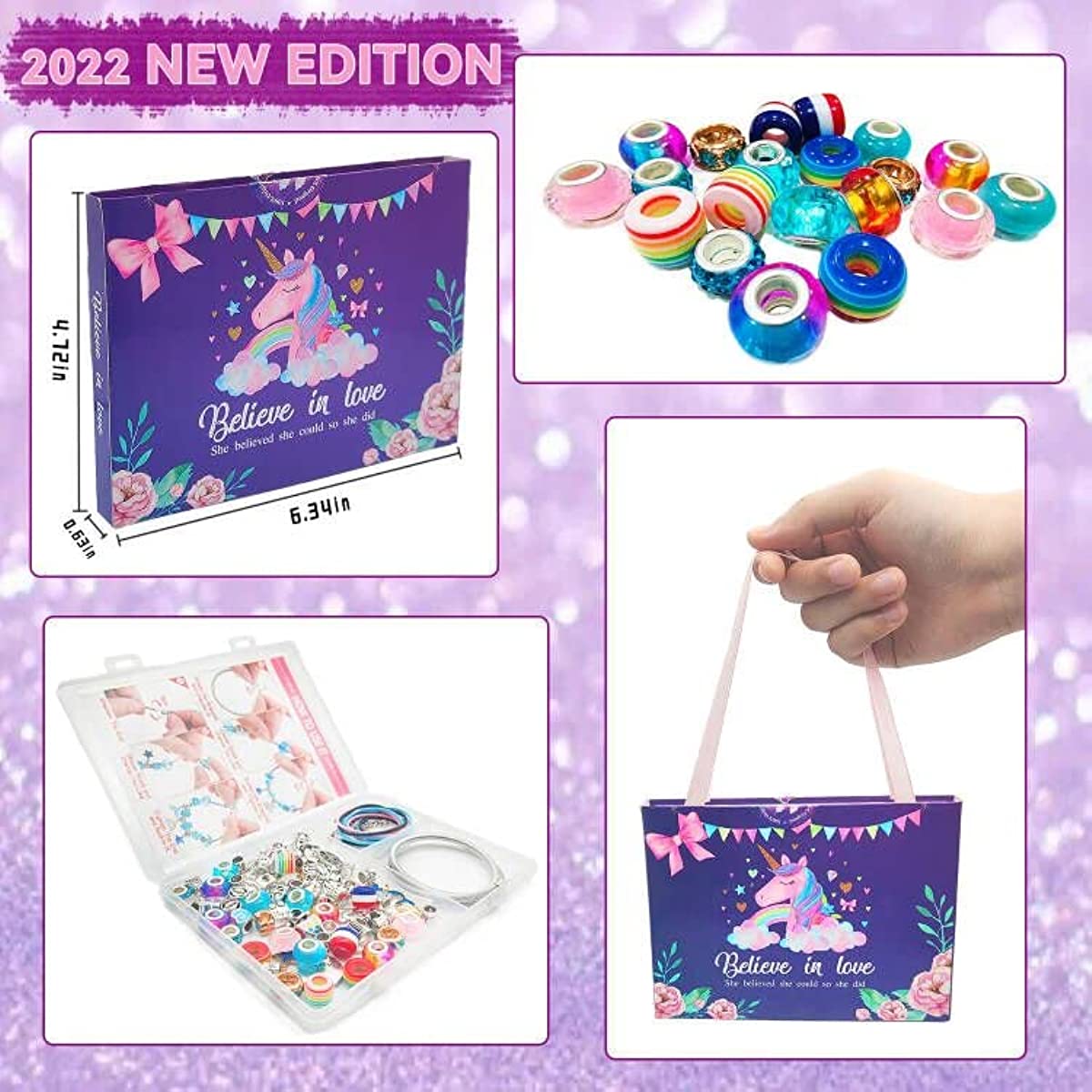 Unicorn/Mermaid Beads Charm Jewelry Making Kit(For Girls Teens Age 8-12)