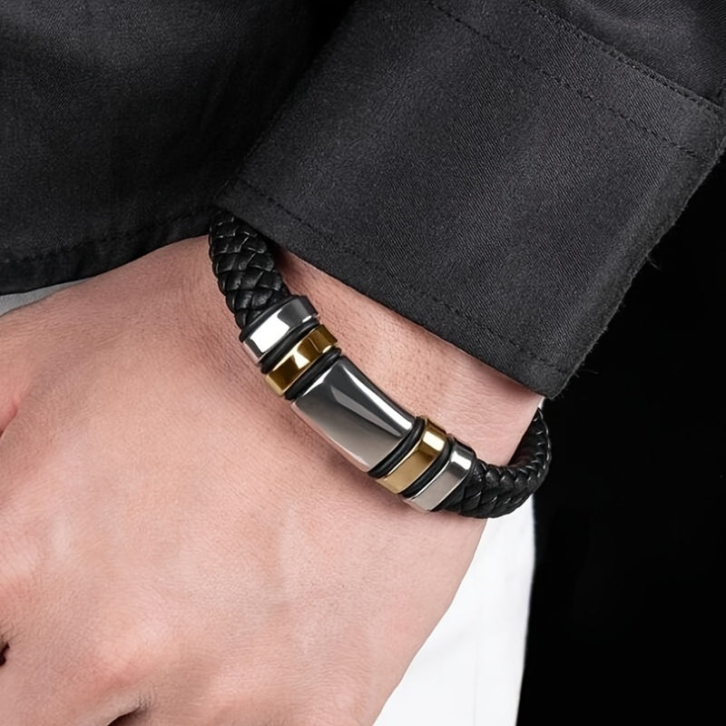 Men's PU Leather Glossy Bracelet Hip Hop Trend Jewelry