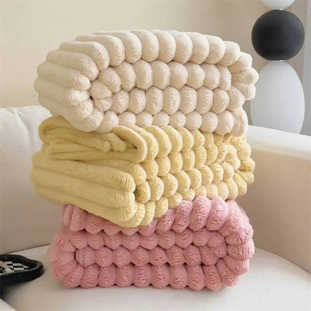 Solid Wide striped Blanket
