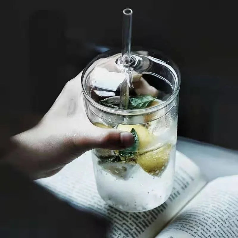 450ML Drinking Glasses with Dome Lids