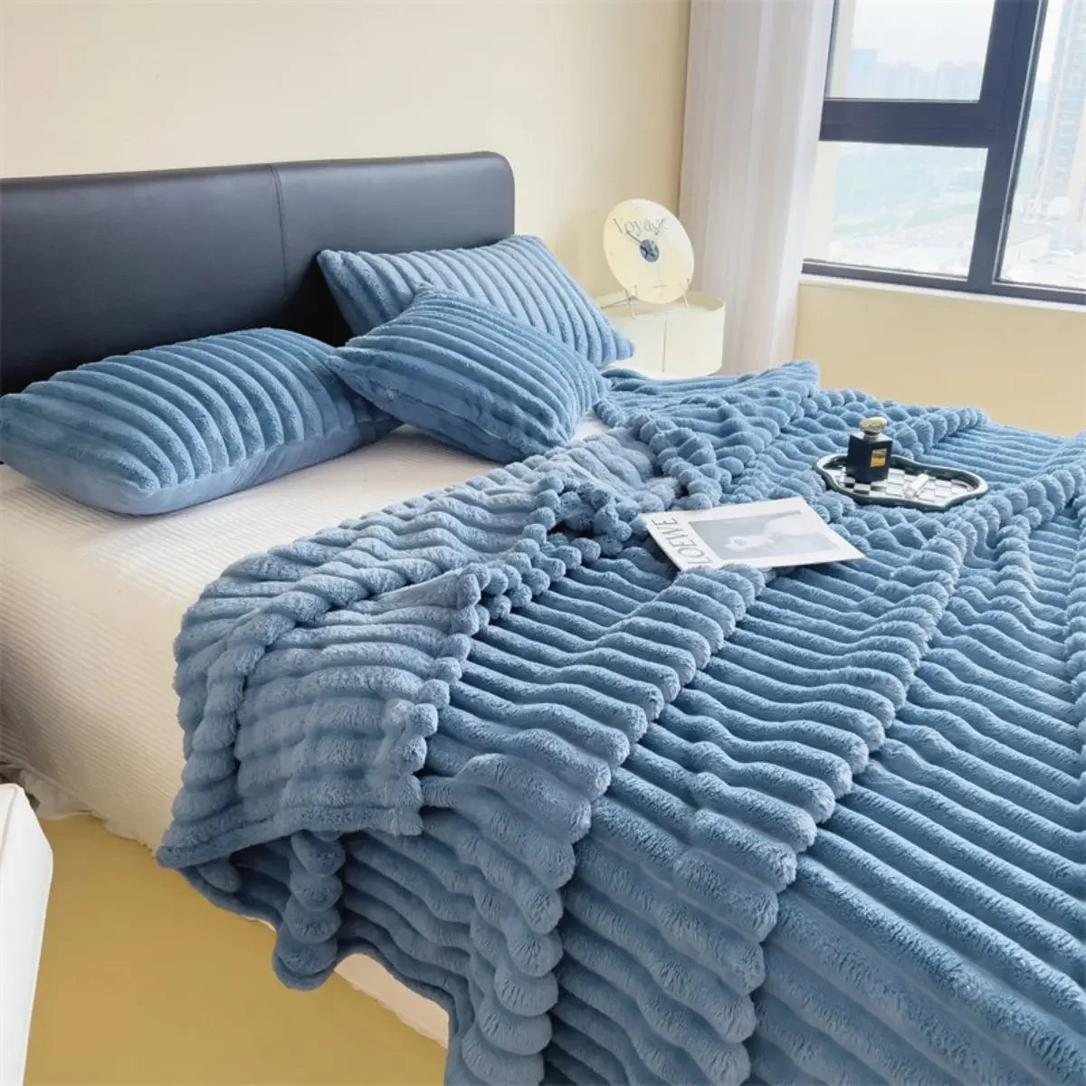 Solid Wide striped Blanket