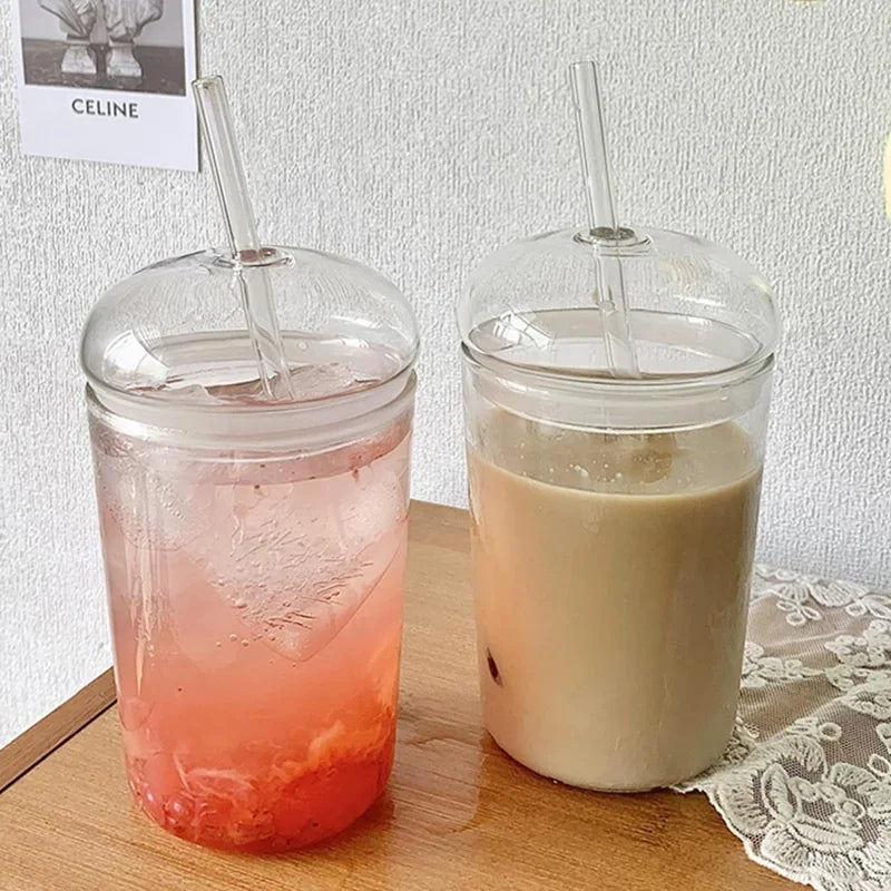 450ML Drinking Glasses with Dome Lids