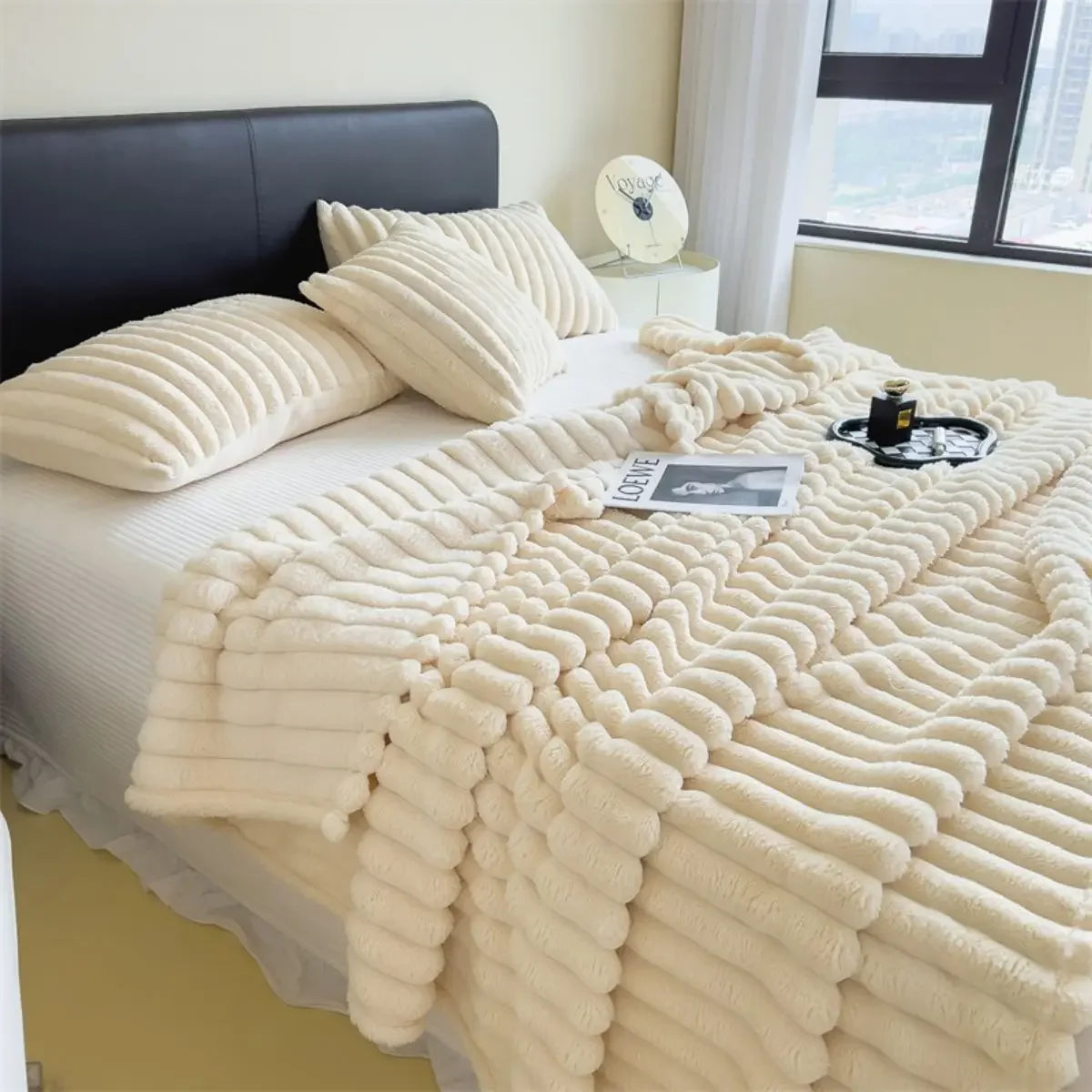 Solid Wide striped Blanket