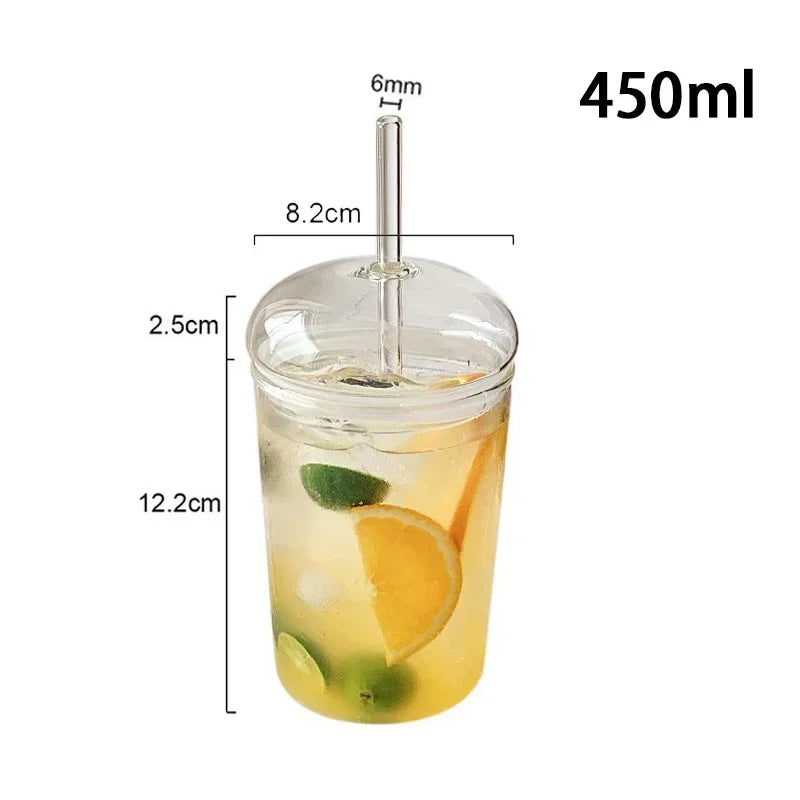 450ML Drinking Glasses with Dome Lids