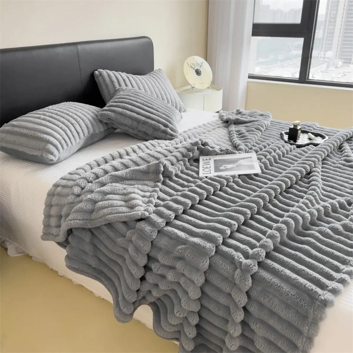 Solid Wide striped Blanket