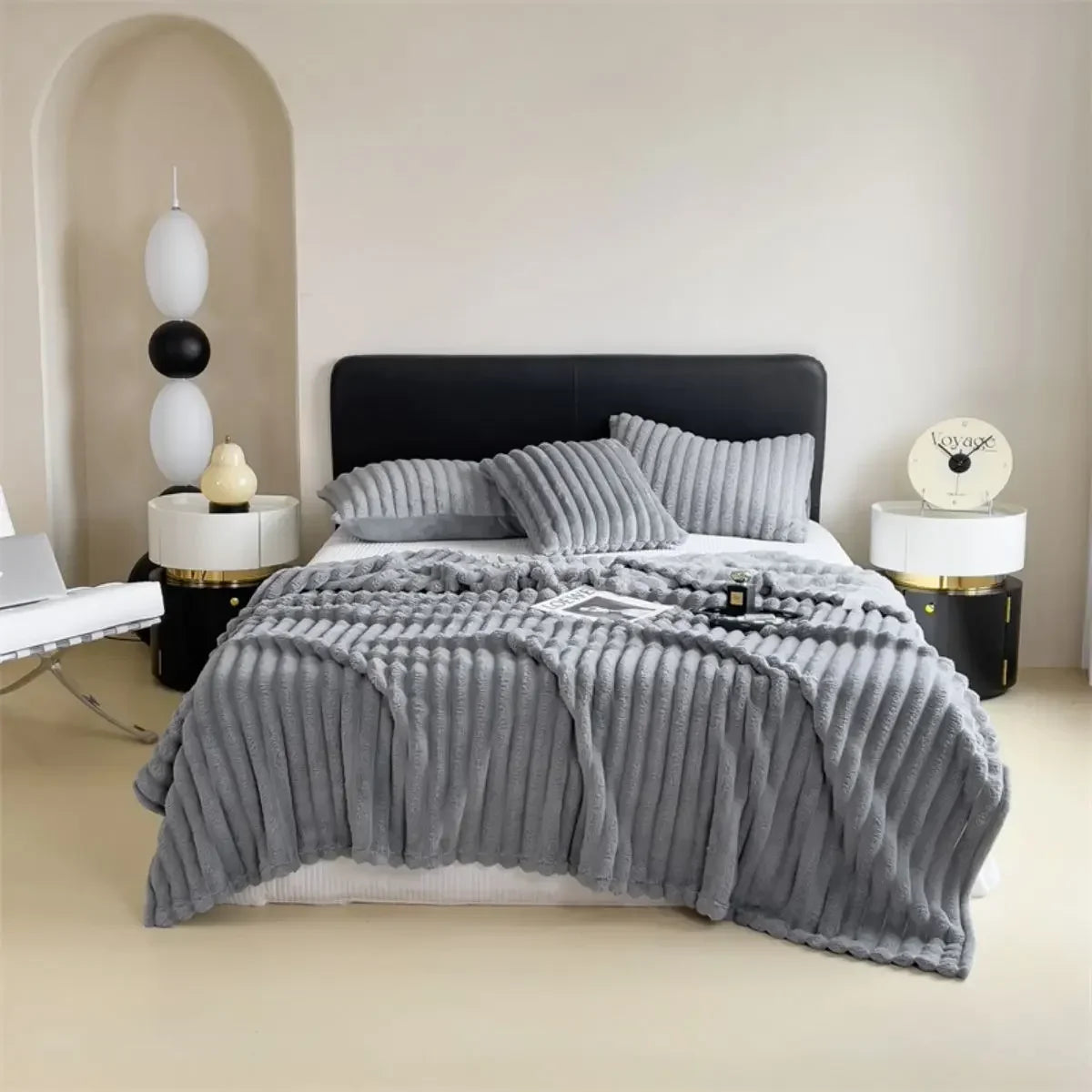 Solid Wide striped Blanket