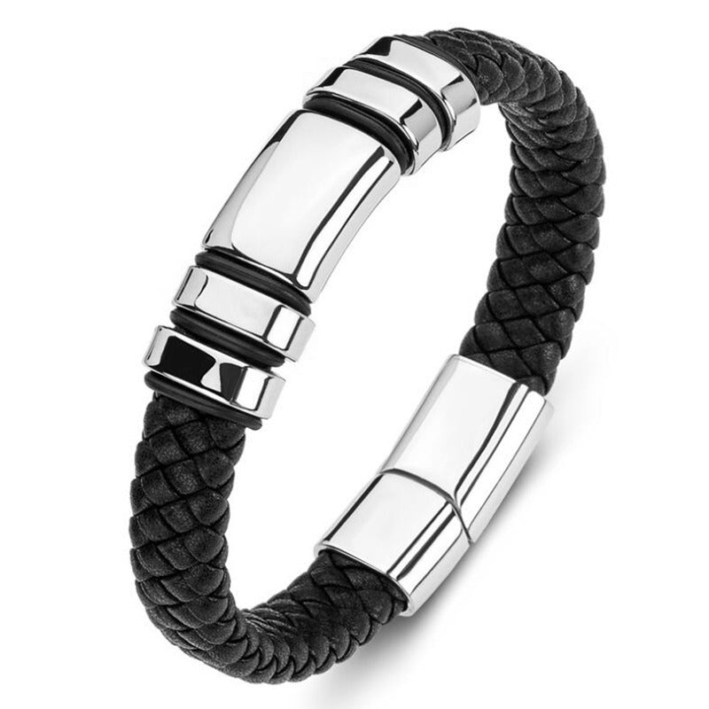 Men's PU Leather Glossy Bracelet Hip Hop Trend Jewelry